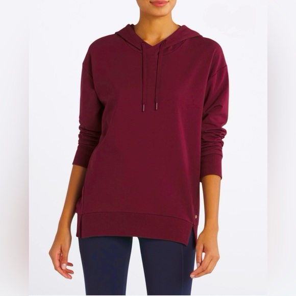 Soul + Sky Stitch Fix Micro French Terry Hoodie Sweatshirt Burgundy S - Picture 1 of 11
